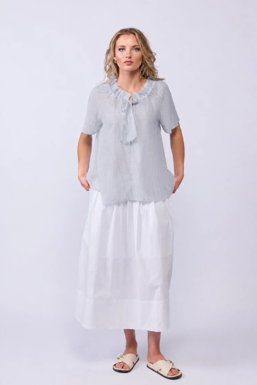 Esme Blouse (Powder Stripe)