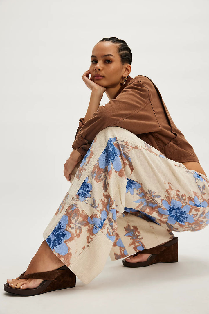 Days End Printed Pants (Ivory Floral)