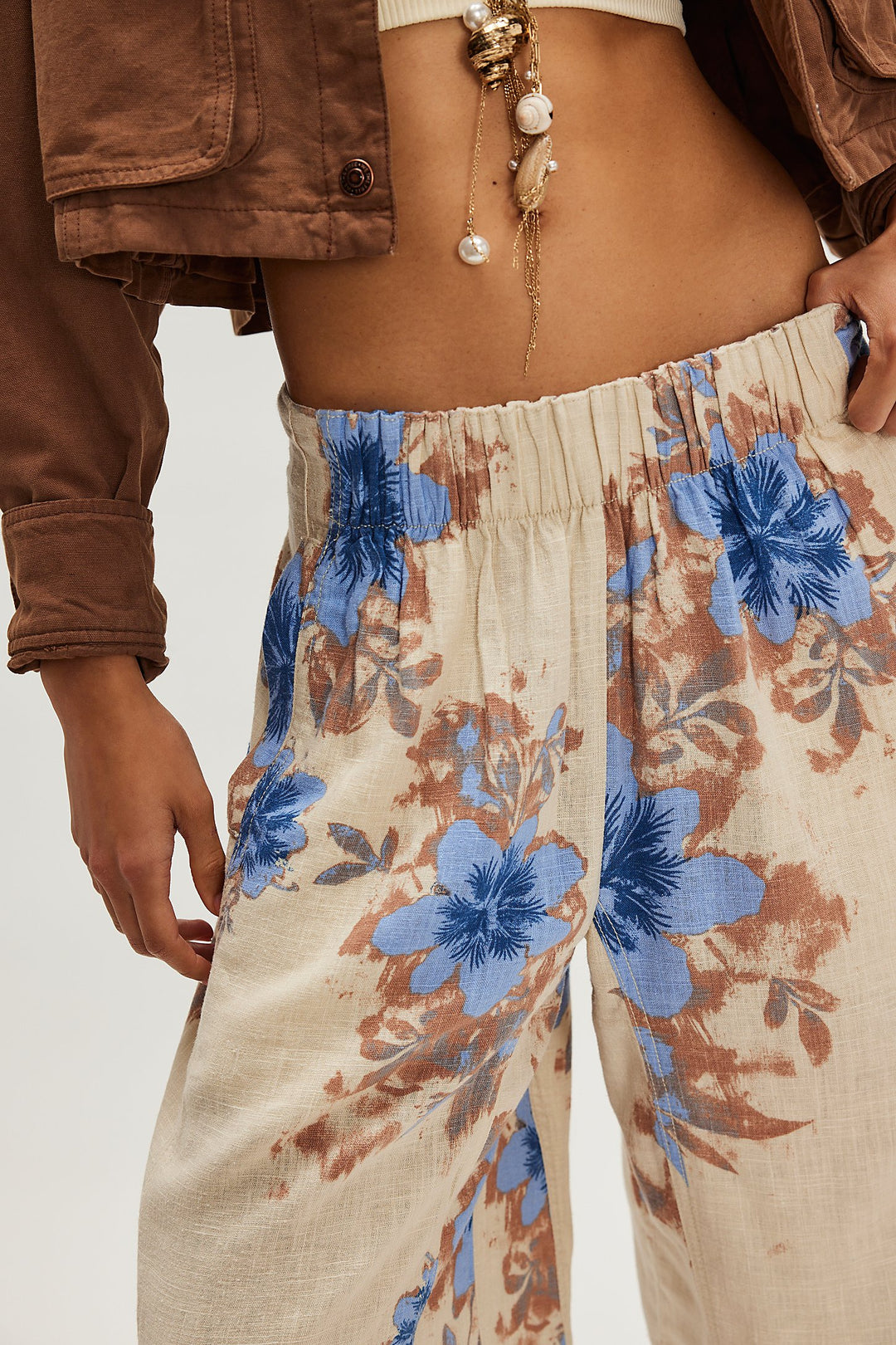 Days End Printed Pants (Ivory Floral)
