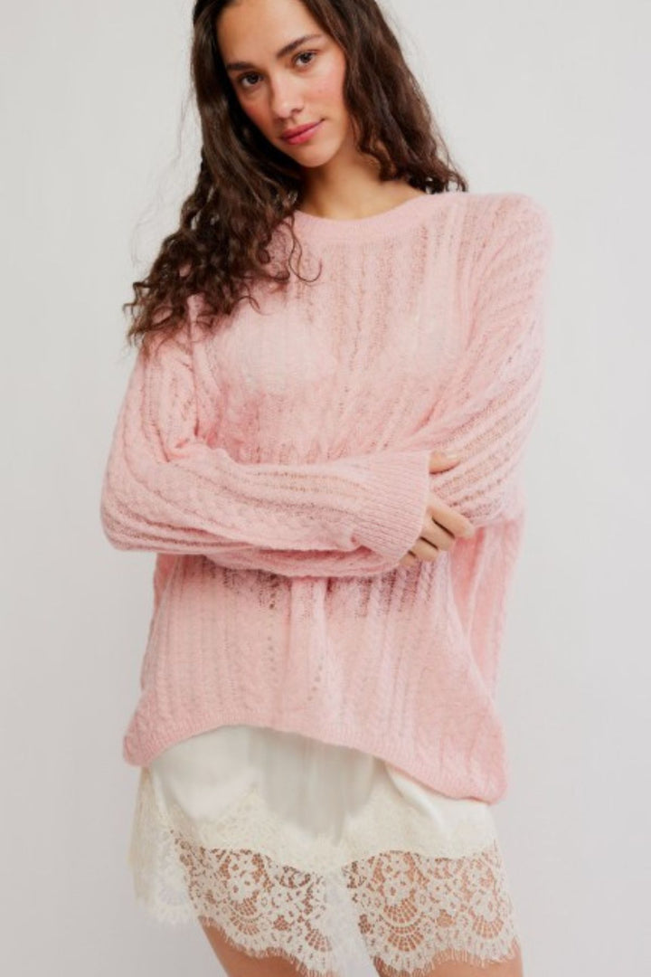 Sheer Luck Cable Top (Peach)