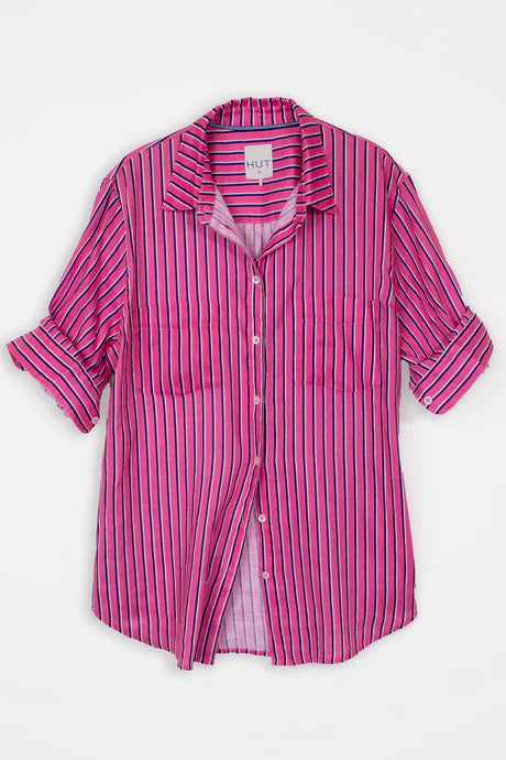 The Boyfriend Shirt (Mulberry Stripe)