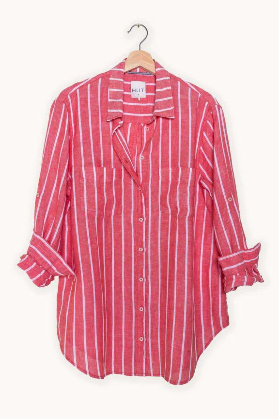 The Boyfriend Shirt (Raspberry Stripe)