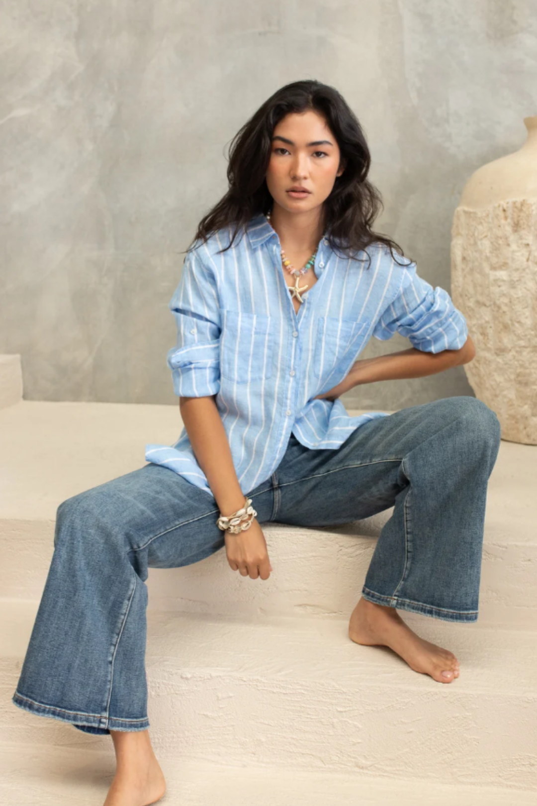 BOYFRIEND SHIRT (AMALFI STRIPE)