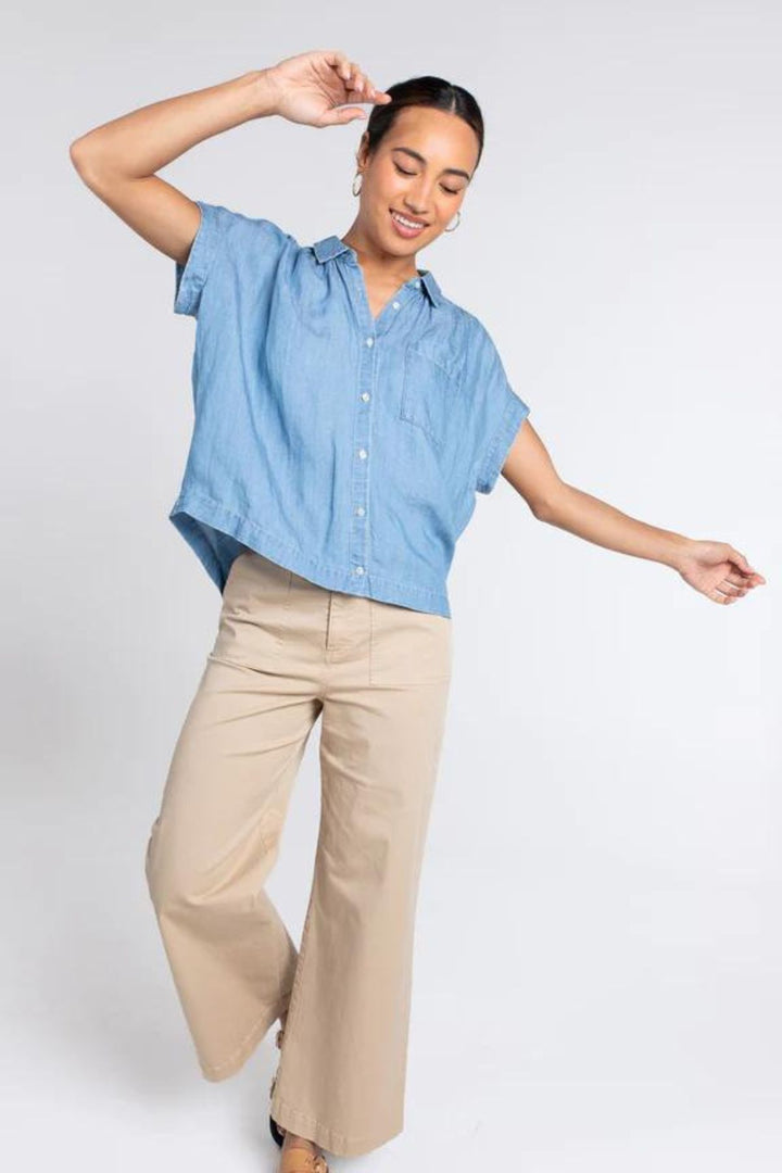 Short Short Sleeve Shirt (Denim)
