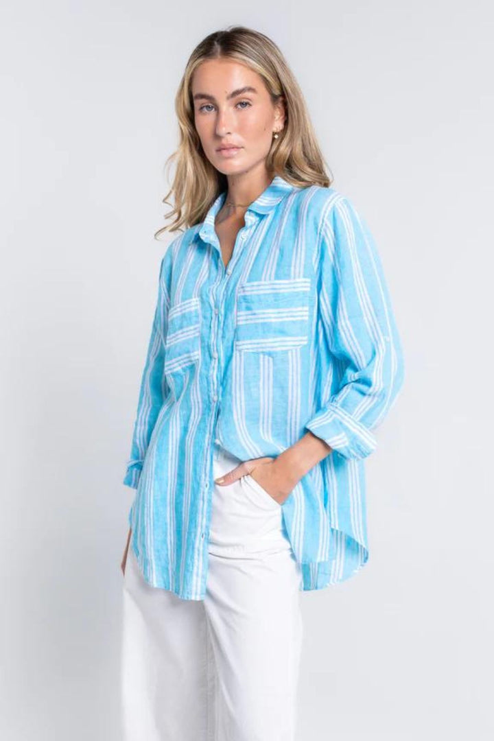The Boyfriend Shirt (Bluebell Stripe)