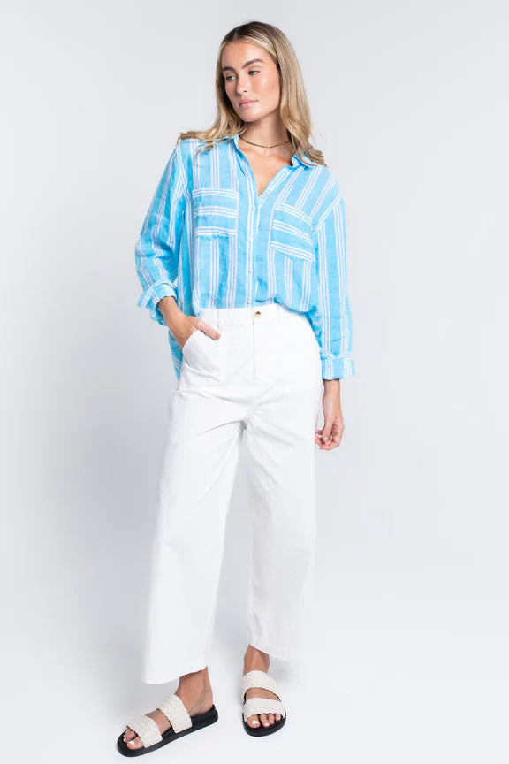 The Boyfriend Shirt (Bluebell Stripe)