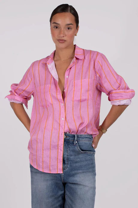 The Boyfriend Shirt (Papaya Stripe)