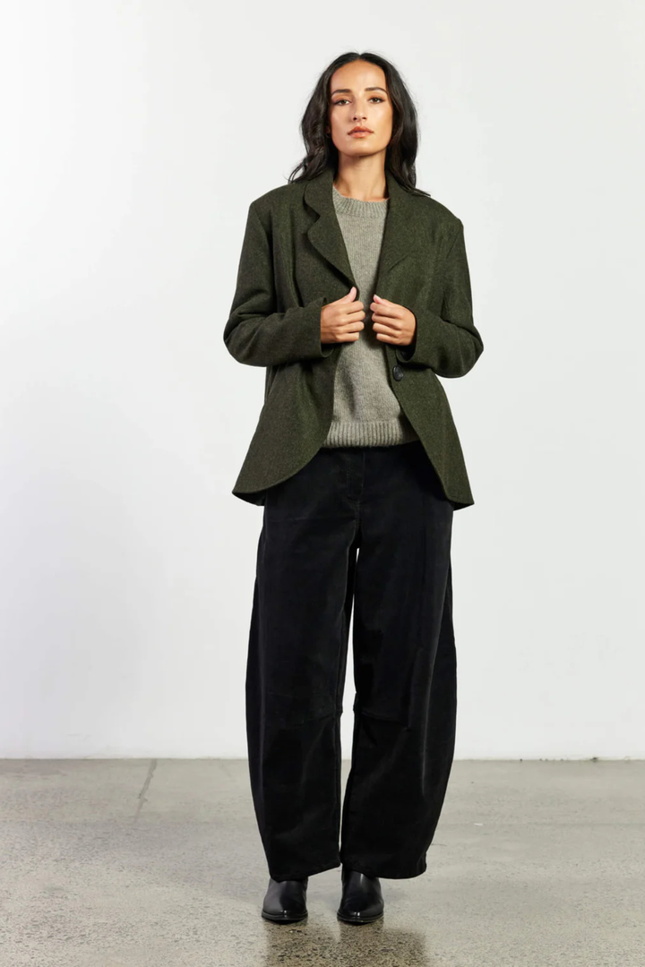 Cara Herringbone Blazer(Olive / Black)