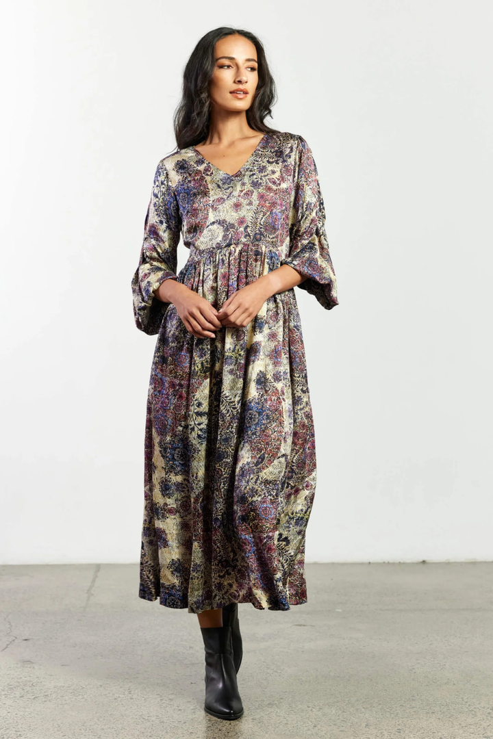 Maddalena Dress (Ivory / Navy)