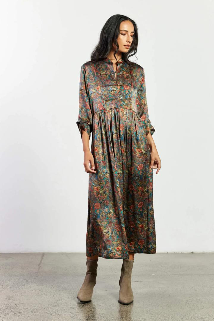 Natalia Dress (Taupe Paisley)