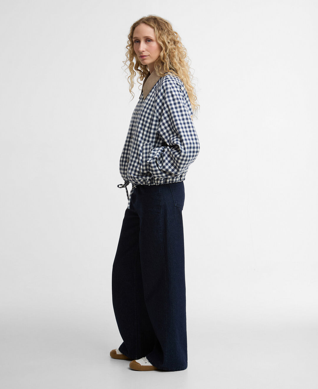 Ovingham  Casual Jacket (Gingham Navy/  Neutral)