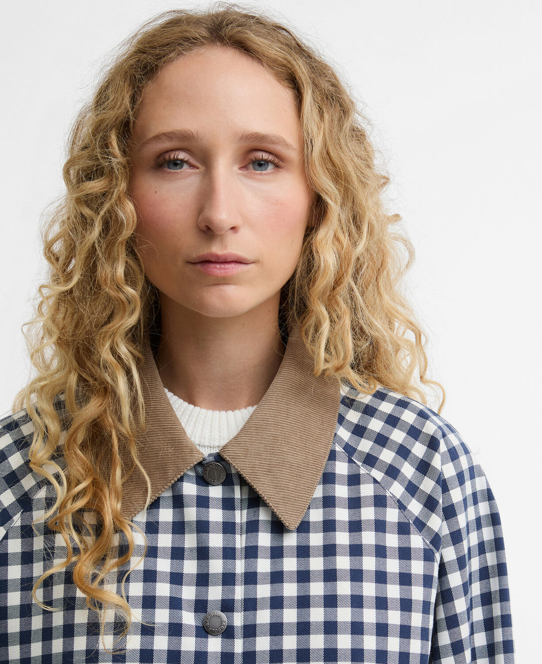 Ovingham  Casual Jacket (Gingham Navy/  Neutral)