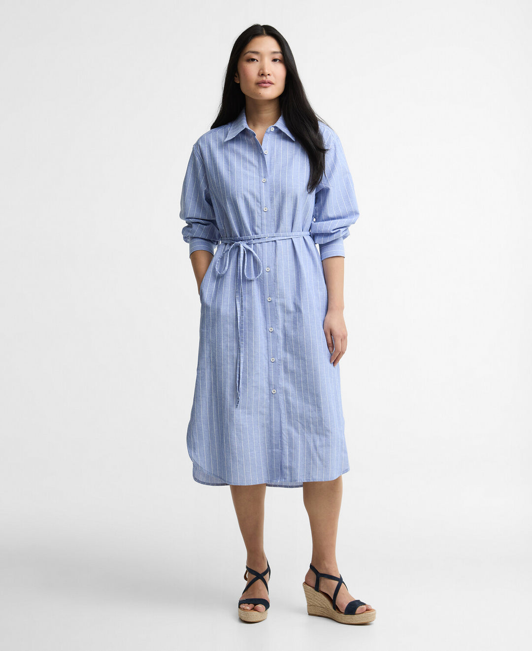 Avon  Midi Dress (Chambray/White  Stripe)