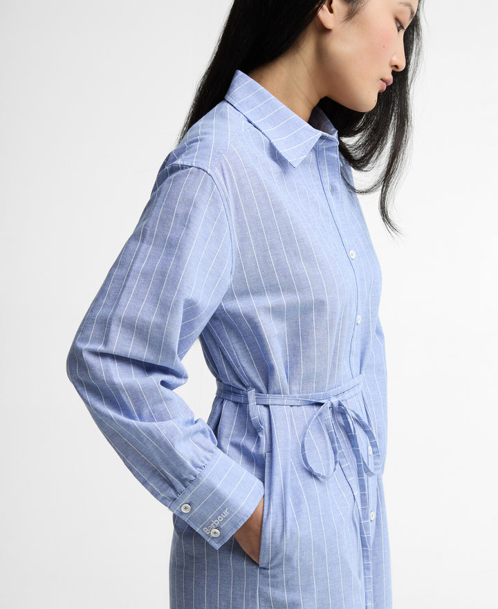 Avon  Midi Dress (Chambray/White  Stripe)