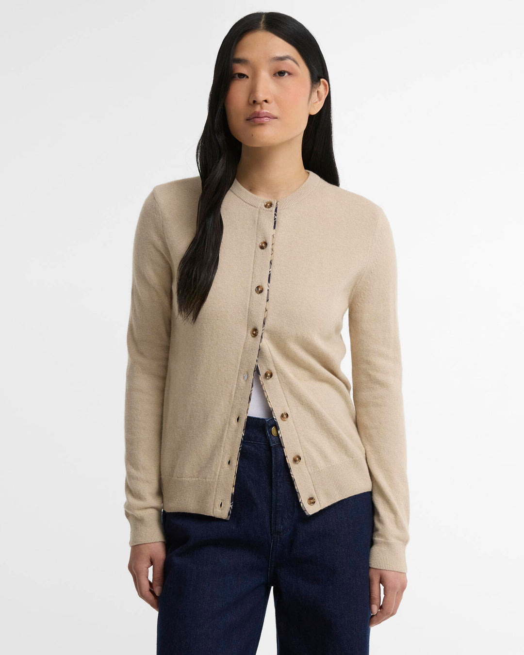 Pendle Knitted Cardigan (Honey/Birchwood Tartan)