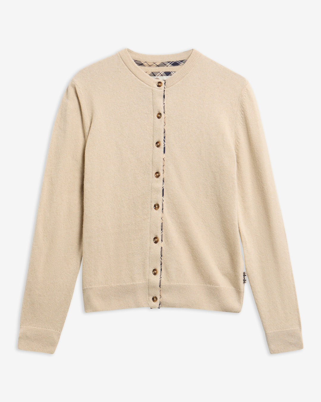Pendle Knitted Cardigan (Honey/Birchwood Tartan)