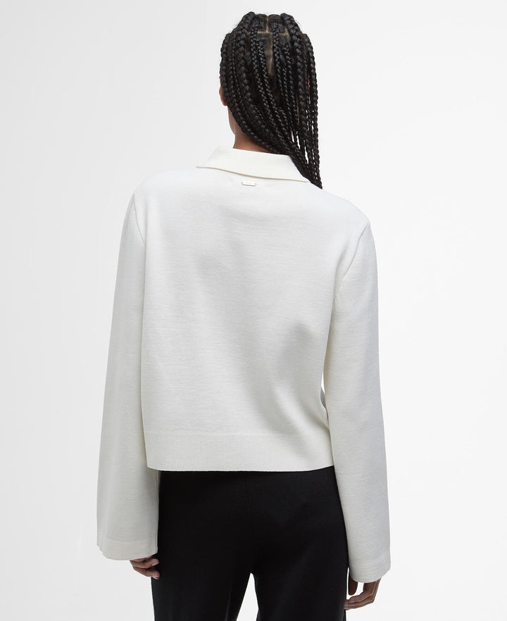 Alma Knitted Zip Through Cardigan (Ecru/Oatmeal)
