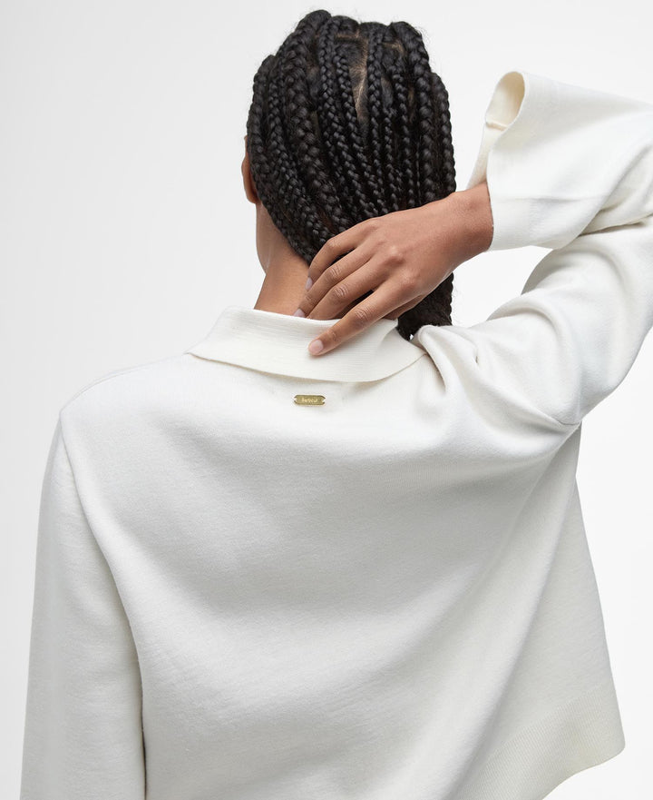 Alma Knitted Zip Through Cardigan (Ecru/Oatmeal)