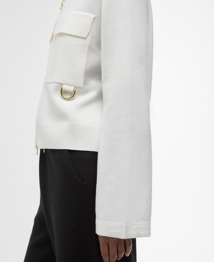 Alma Knitted Zip Through Cardigan (Ecru/Oatmeal)