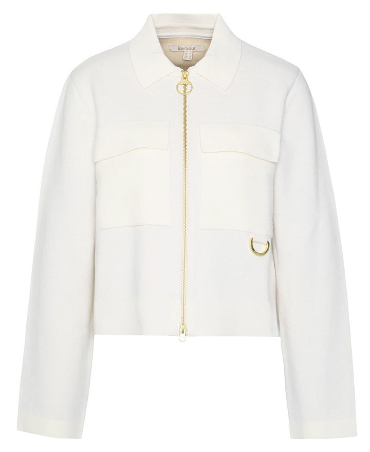 Alma Knitted Zip Through Cardigan (Ecru/Oatmeal)