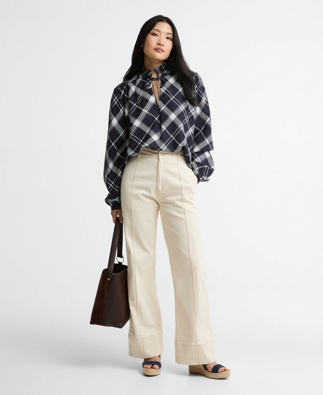 Baiton  Top (Dark Navy / White Check)
