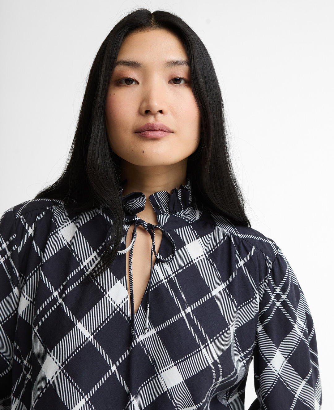 Baiton  Top (Dark Navy / White Check)