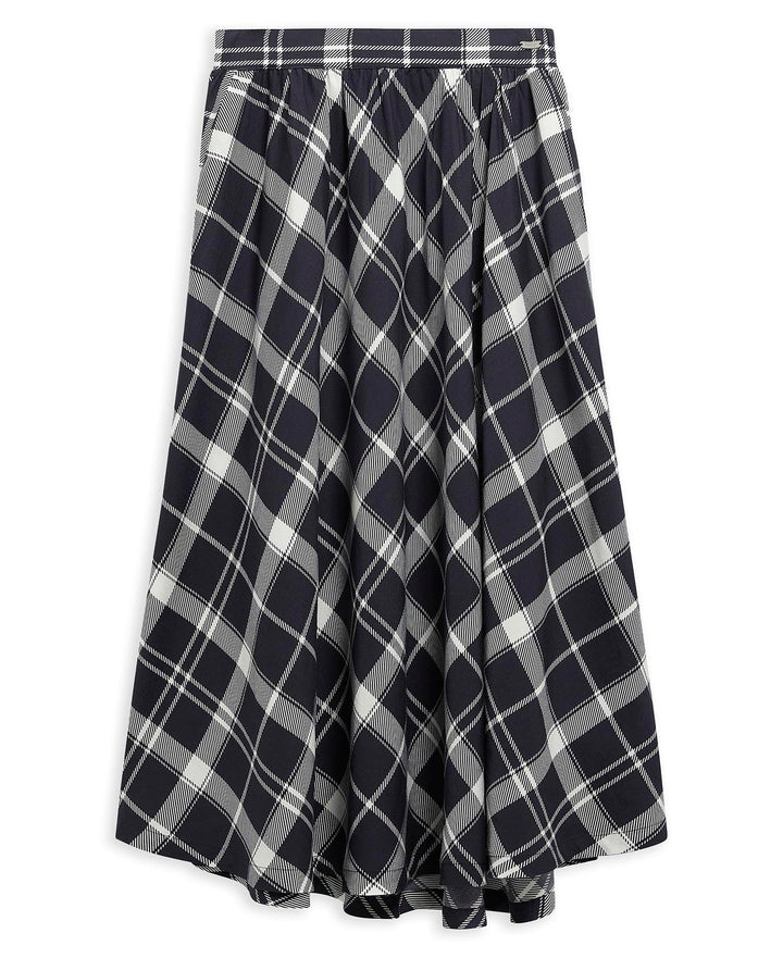 Baiton  Midi Skirt (Dark Navy/White  Check)