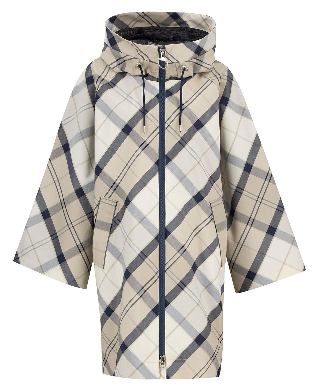 Kinsale Tartan Showerproof Cape (Mist/Dress Navy Tartan)