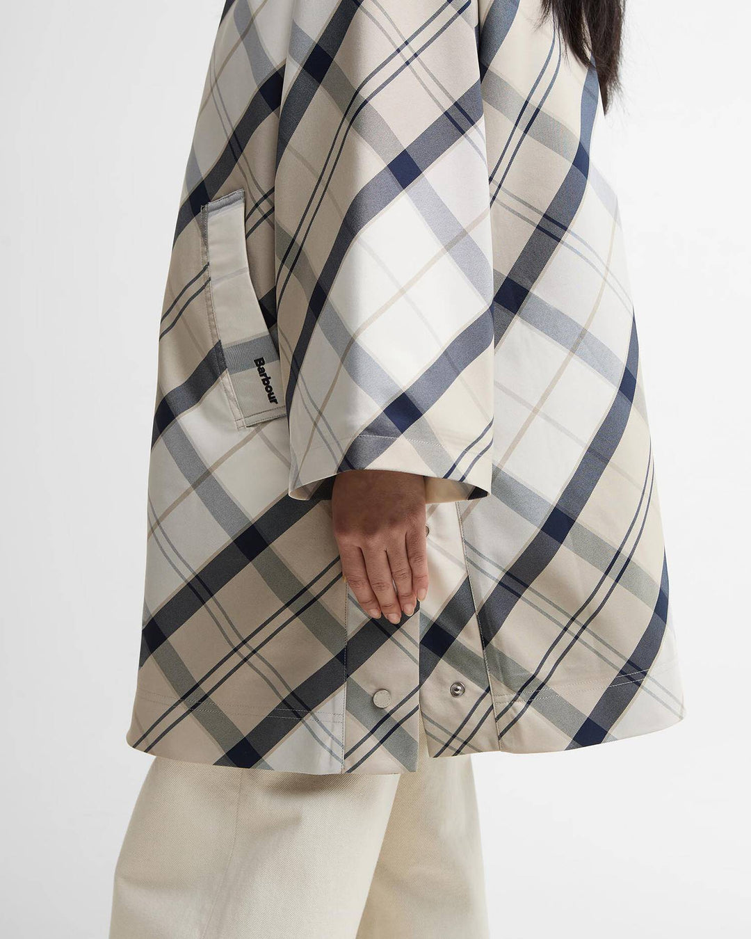 Kinsale Tartan Showerproof Cape (Mist/Dress Navy Tartan)