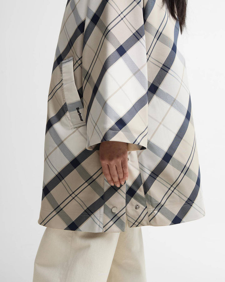 Kinsale Tartan Showerproof Cape (Mist/Dress Navy Tartan)