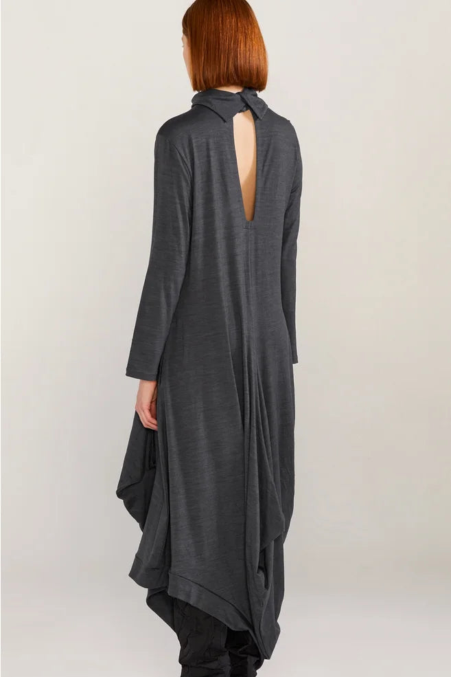 Merino Sleeved Conceal Dress (Iron)