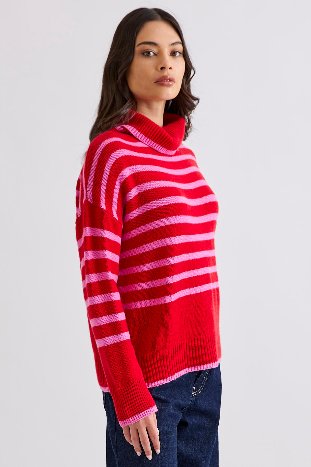 Hunter Stripe Rollneck (Poppy / Pink)