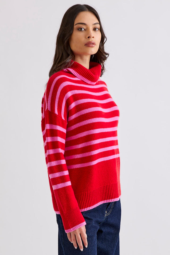 Hunter Stripe Rollneck (Poppy / Pink)