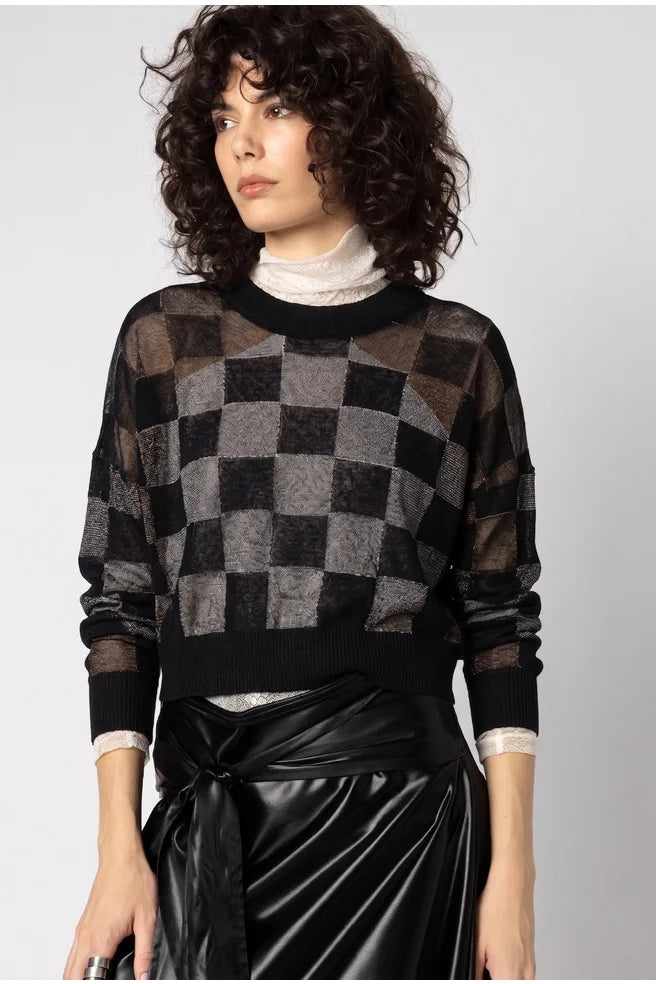 Reversed Square Catch Cardi (Black)