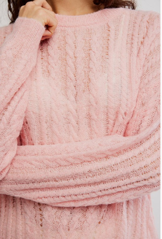 Sheer Luck Cable Top (Peach)