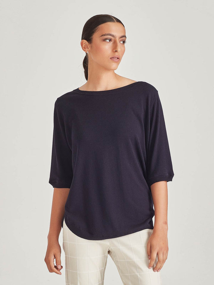 Alexandria Knit Tee (French Navy)