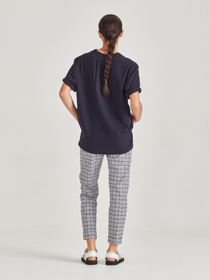 Check Cuffed Hepburn (Navy Check)