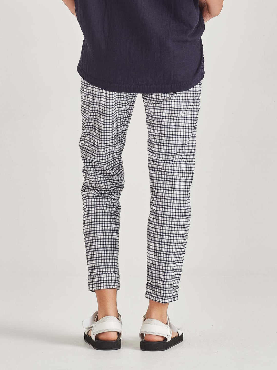 Check Cuffed Hepburn (Navy Check)