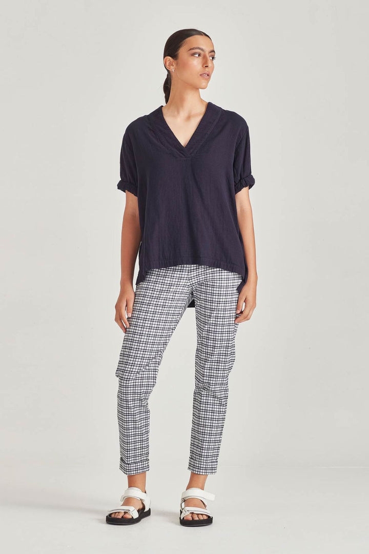 Check Cuffed Hepburn (Navy Check)