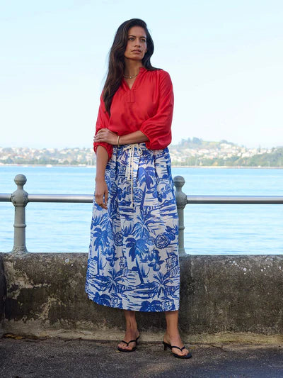 Poolside Print Skirt (Blue / White)