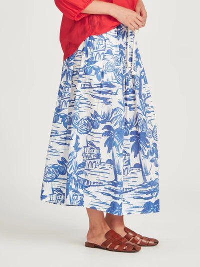 Poolside Print Skirt (Blue / White)
