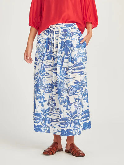 Poolside Print Skirt (Blue / White)