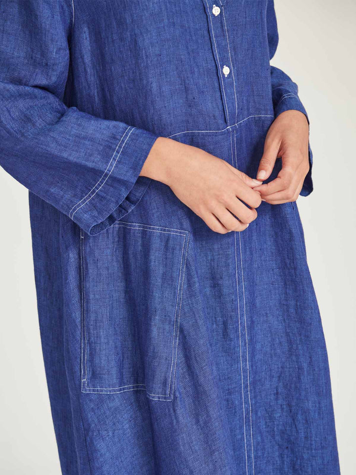 Sofia Linen Shirtdress (Iris)