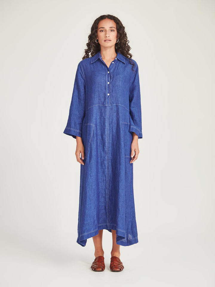 Sofia Linen Shirtdress (Iris)