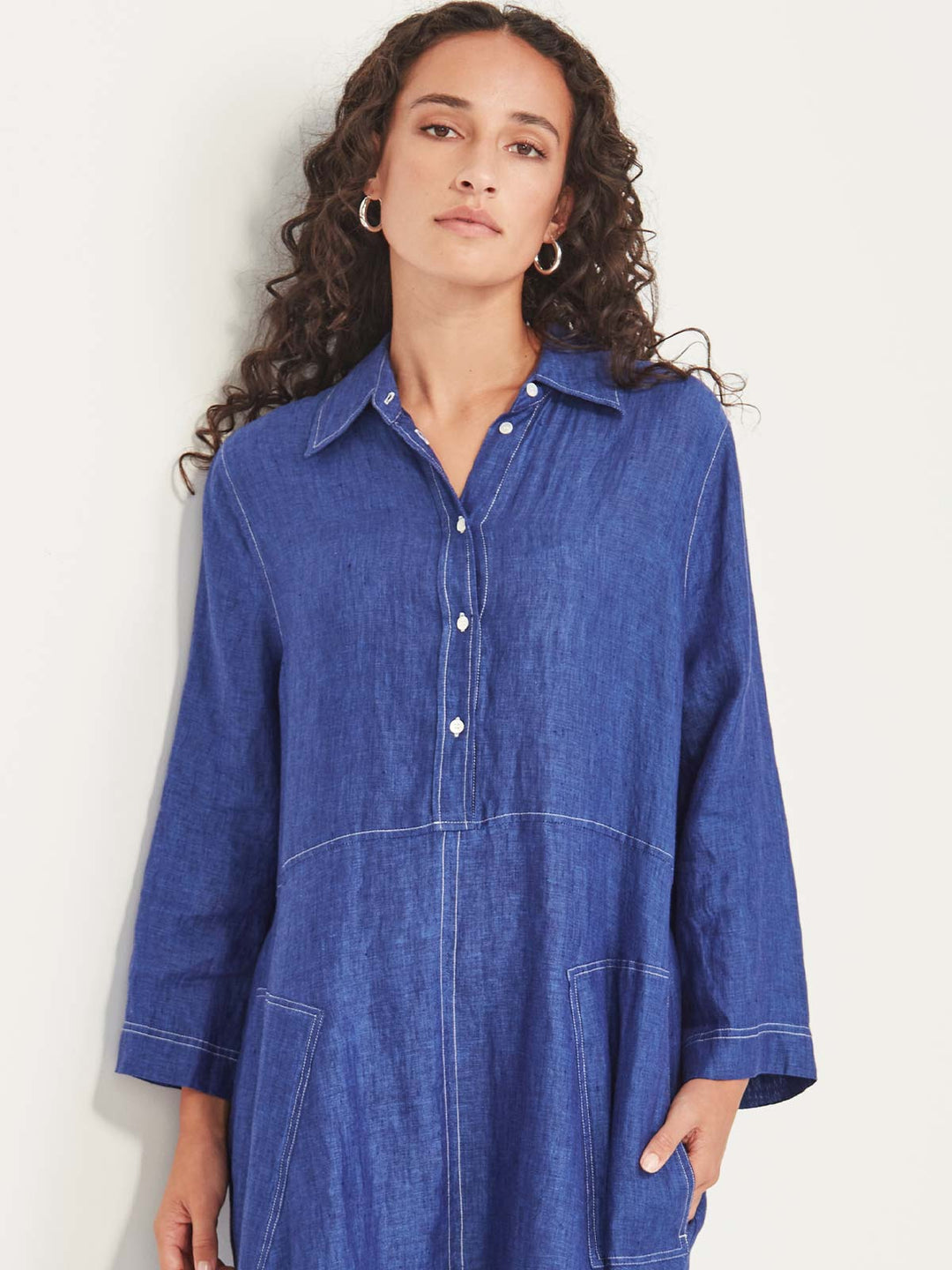 Sofia Linen Shirtdress (Iris)