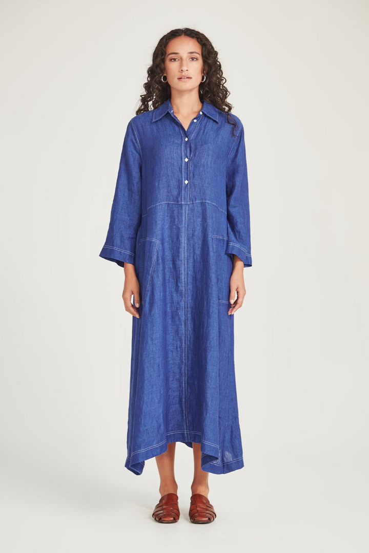 Sofia Linen Shirtdress (Iris)