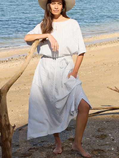 Cameron Stripe Skirt (Navy/White Stripe)