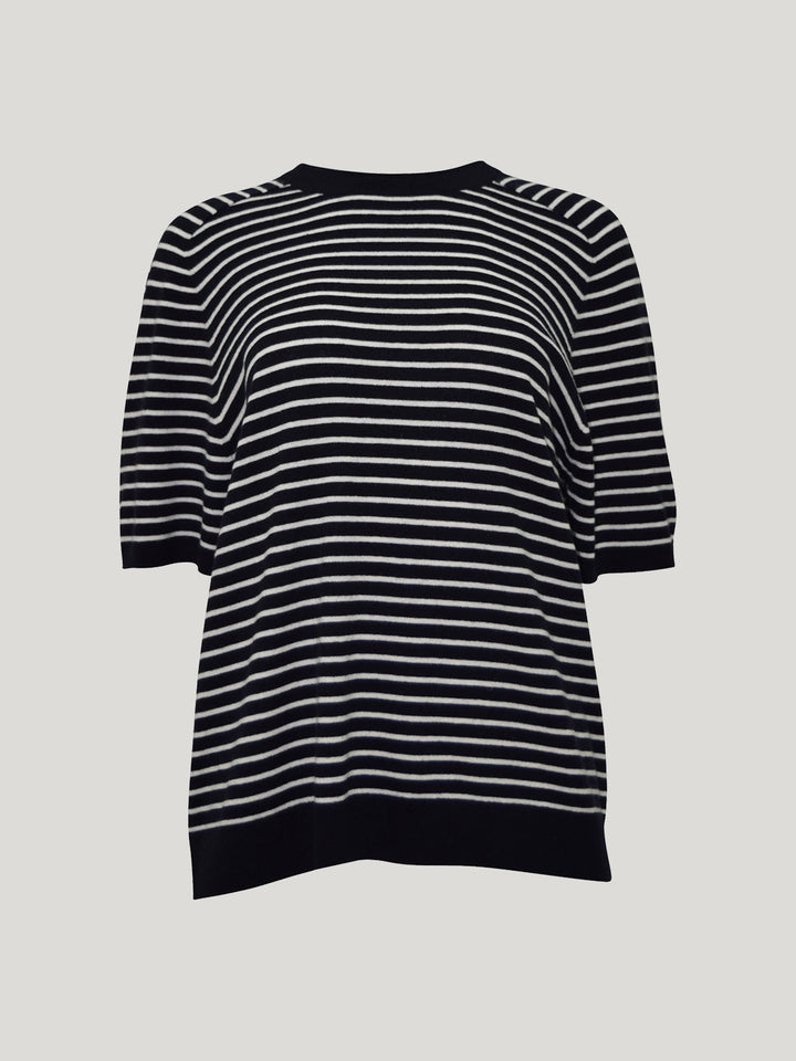 Cecilia Stripe Knit Tee (Navy/Snowflake)