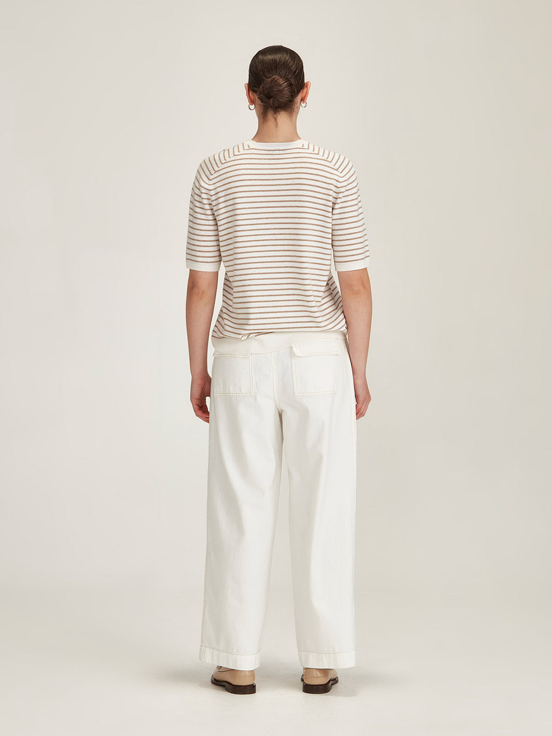 Cecilia Stripe Knit Tee (Snowflake/Oat)