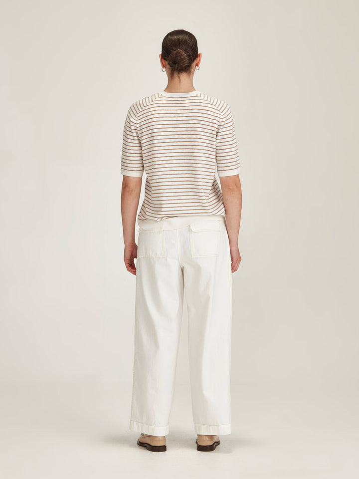 Cecilia Stripe Knit Tee (Snowflake/Oat)